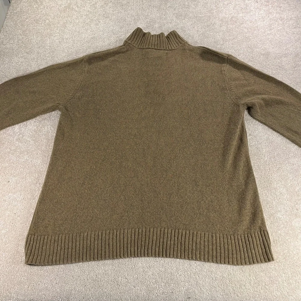 Eddie Bauer Quarter Zip Sweater Mens XL Olive Green 100% Cotton Knit